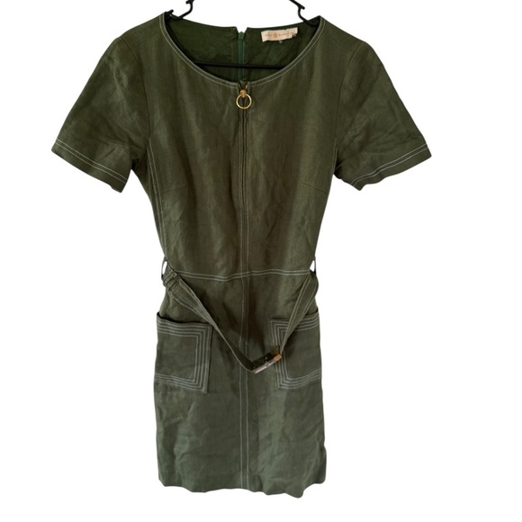 Tory Burch Nadia Green Linen Shift Dress - Picture 7 of 12